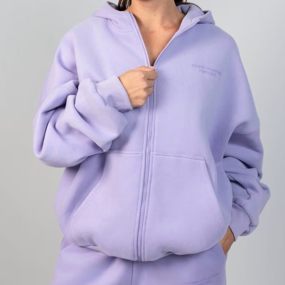 NEW Comfrt Pastel Full Zip Hoodie Lavender Unisex - Picture 1 of 5